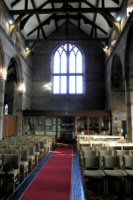 St. Thomas View towards the entrance porch, constructed in 1980 after the fire.