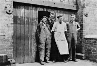 Workers at the now Pye Bridge Stanton Ironworks pictured left to right Stewart Cocker,Ken Barnet,Harold Barnet, and Cyril Mays.