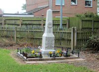 The Memorial to Walter Greaves, Samuel Andrews and John Heath, who tragically died in an accident at the Kempson Acid Works on 14 November 1893. The Monument was erected in Remembrance by their employer J. F. Kempson.