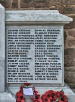 The names of the World War One Soldiers on the right plaque of Somercotes War Memorial 2014