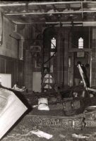 St. Thomas sustained a major fire in 1984, it is believed to have started in the Church Organ. The photograph shows the server damage done to the Church by the Fire.