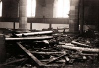 Fire damage at St. Thomas Church after the 1984 Fire.