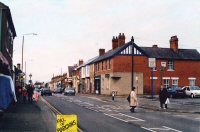 Nottingham Road Somercotes 2013 looking toward Alfreton, isible is the mini island on Beastall's corner