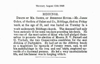 Newspaper report on the death of James Oakes (the third) in 1868.
James was interned in a vault under Riddings Church.