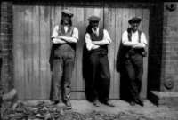 Workers outside one of the workshops at Riddings Ironworks