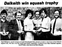 Dalkeith team win wins squash trophy August 1982