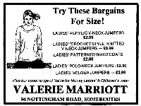 Valerie Marriot Ladies Fashions shop 93 Nottingham Road - 1970 Newspaper Advertisement.