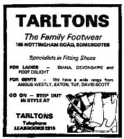 Tarltons Footwear shop 185 Nottingham Road Newspaper Advertisement.