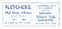 Advert for Fletchers Billiard Hall on Somercotes Hill - 1960.