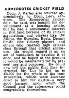 Newspaper report on the saving of Somercotes Cricket Ground at a cost of Â£2,310.