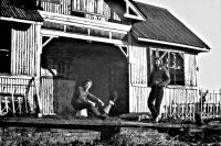 Photograph of Somercotes Cricket field pavilion and Dog Track.