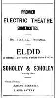 Newspaper advertisement for the Premier Electric Theatre, in 1914 Proprietress Mrs. Beastall.