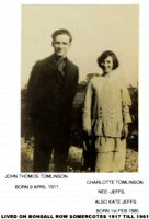 John & Charolette Tomlinson live on Bonsall Row from 1917 to 1961.