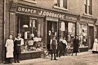 J. Goodacre's Drapery and Furnishing Store established in 1883 at Lower Somercotes, J. Goodacre pictured in photograph.