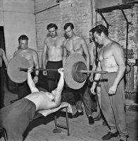 Ripley & Heanor Newspaper photograph, Somercotes weightlifting club 45 years of muscle making 31st July 1967.