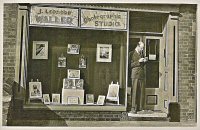 Leonard Waller's Photographic Studio on Nottingham Road, Somercotes, Leonard standing in the doorway.