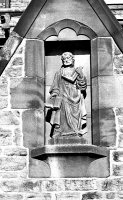 The Statue over the Main Door after the Fire in 1984.