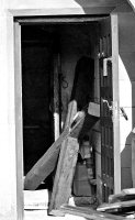 The Wooden Cross in the Doorway of St. Thomas Church after the Fire in 1984.