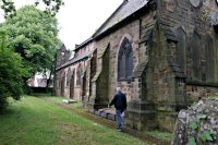 St. Thomas Church Somercotes looking from the old graveyard the Bell tower can be seen on the right of the picture 2018.