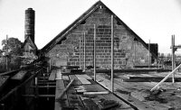 Rebuilding the roof of St. Thomas Church in 1984 after the fire.